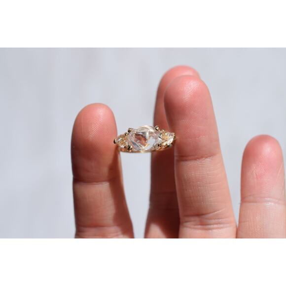 Size 7 14k Gold Diamond Ring, Raw Diamond Engagement Ring, Solid Gold Engagement - Picture 2 of 10